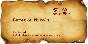 Beretka Mikolt névjegykártya